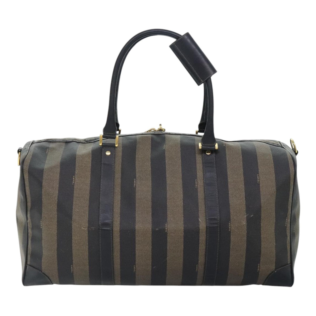 FENDI Pecan Canvas Boston Bag Coated Canvas 2way Brown fm3900