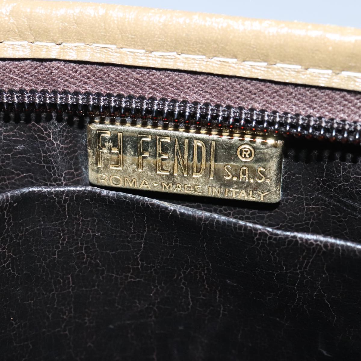 FENDI Zucchino Canvas Clutch Bag Beige fm3916