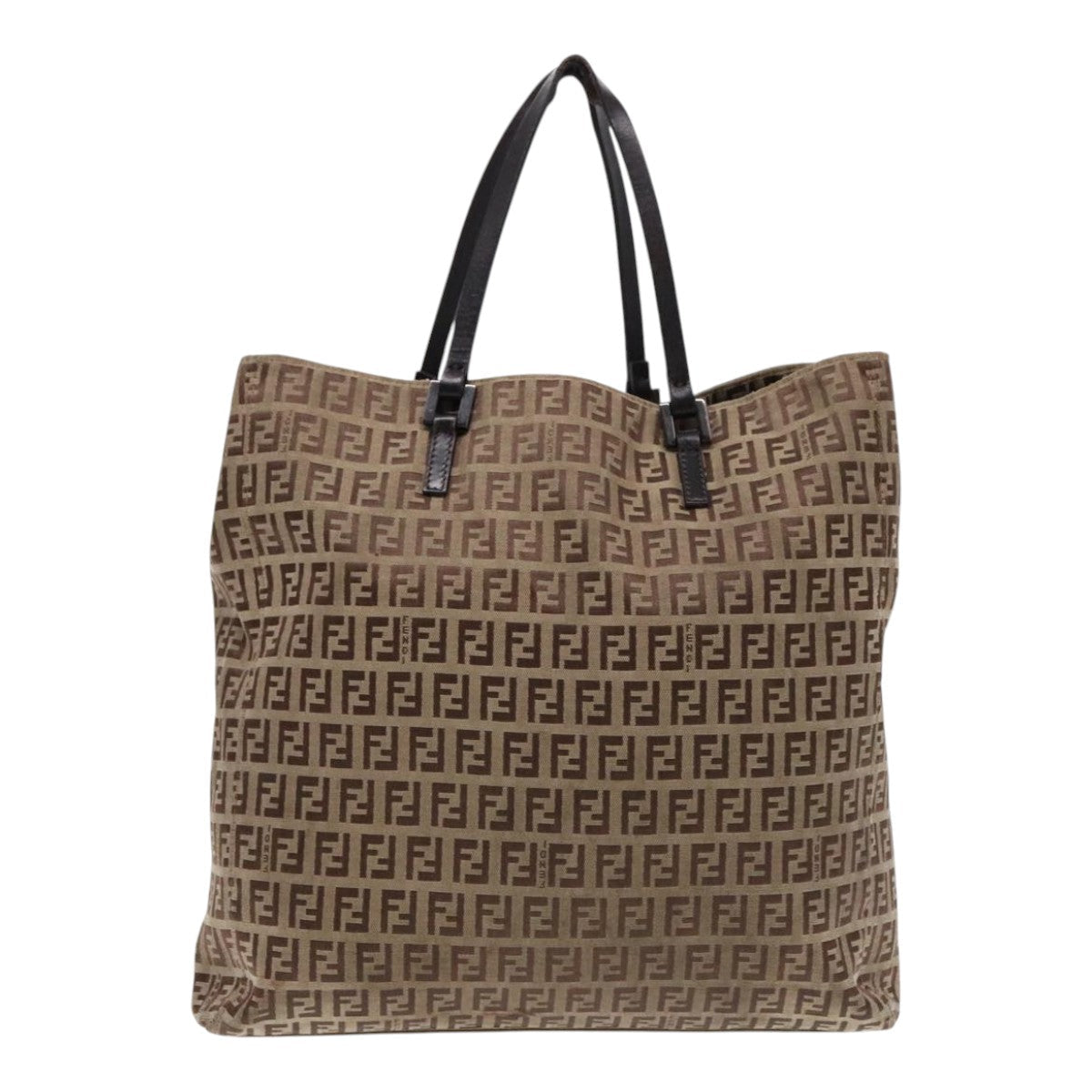 FENDI Zucchino Canvas Tote Bag Beige Brown fm3917