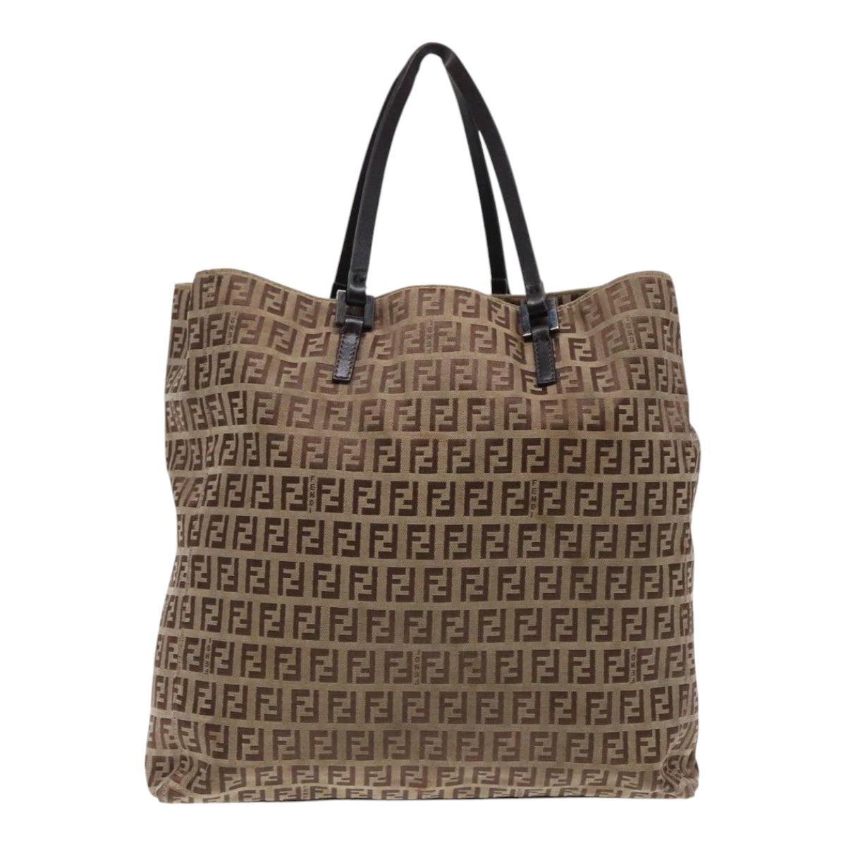 FENDI Zucchino Canvas Tote Bag Beige Brown fm3917