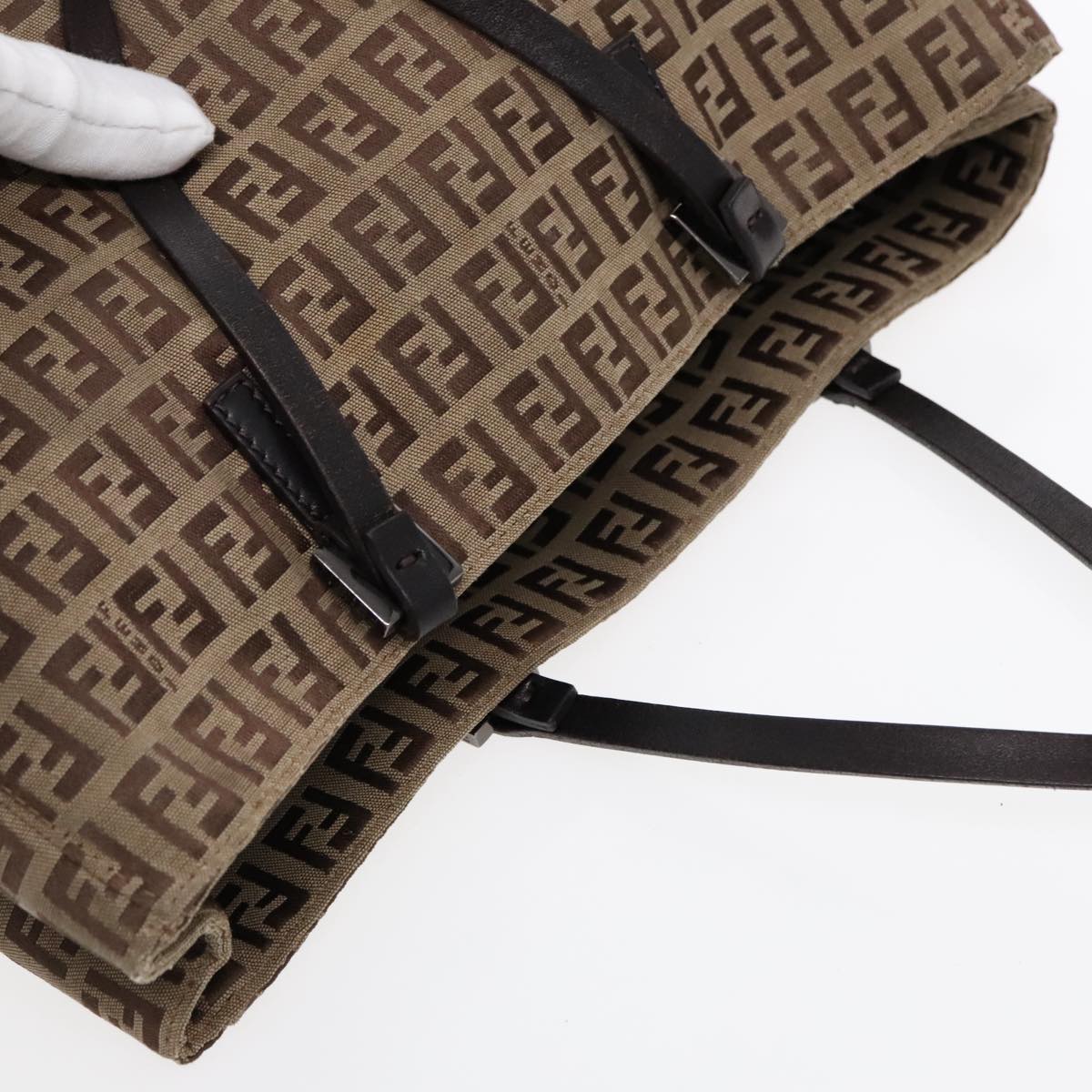 FENDI Zucchino Canvas Tote Bag Beige Brown fm3917