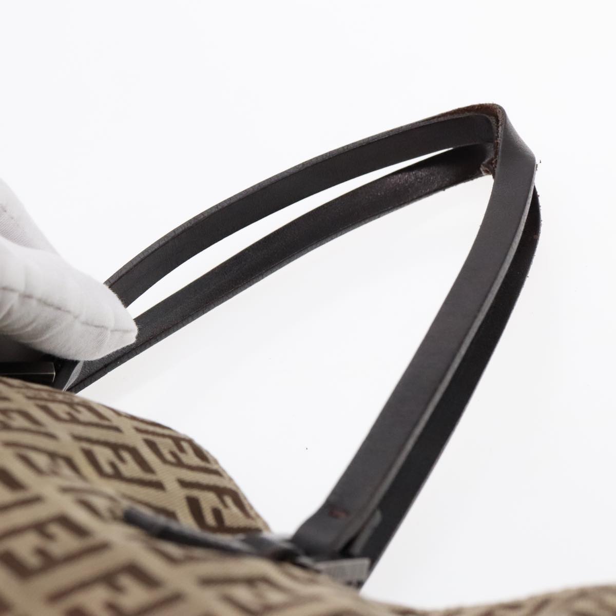 FENDI Zucchino Canvas Tote Bag Beige Brown fm3917