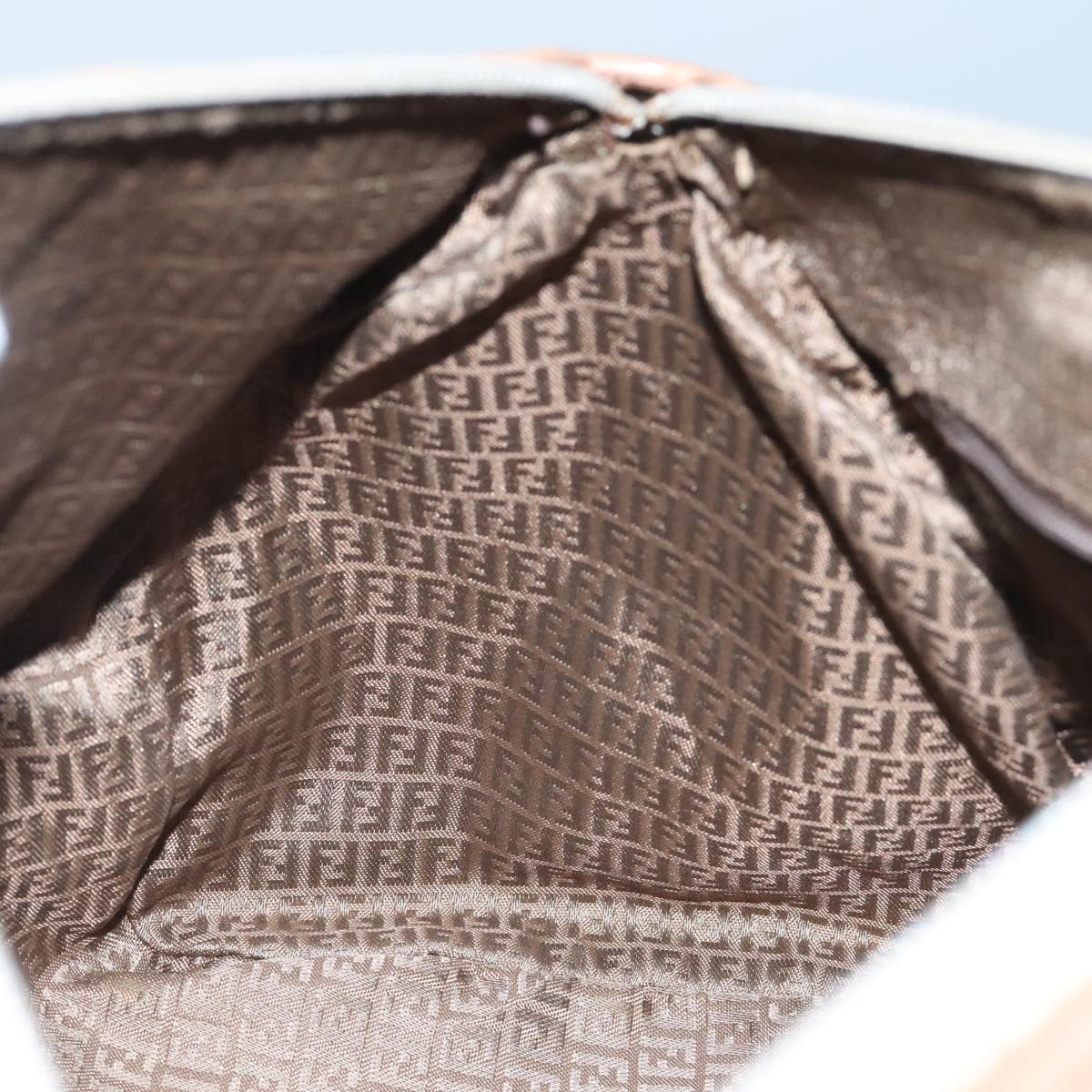 FENDI Hand Bag Leather Brown Gold fm3951