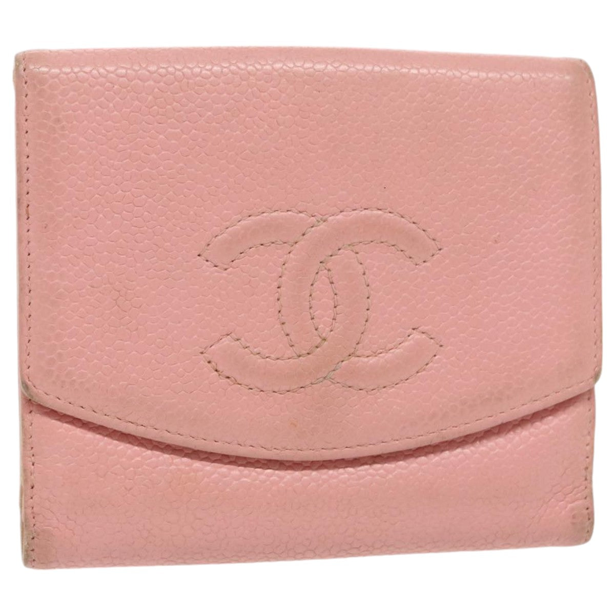 CHANEL COCO Mark Wallet Caviar Skin Pink Gold CC fm3962