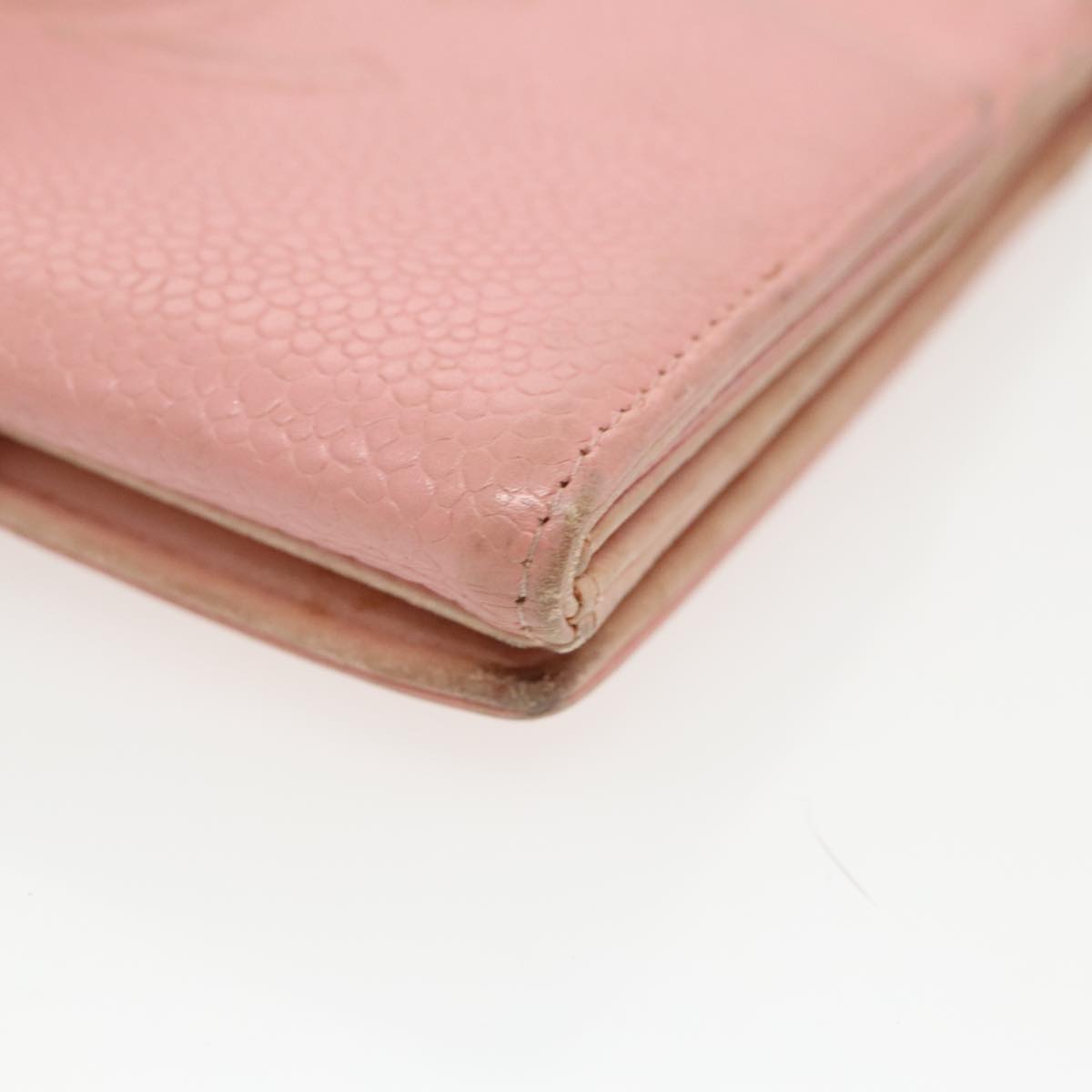 CHANEL COCO Mark Wallet Caviar Skin Pink Gold CC fm3962