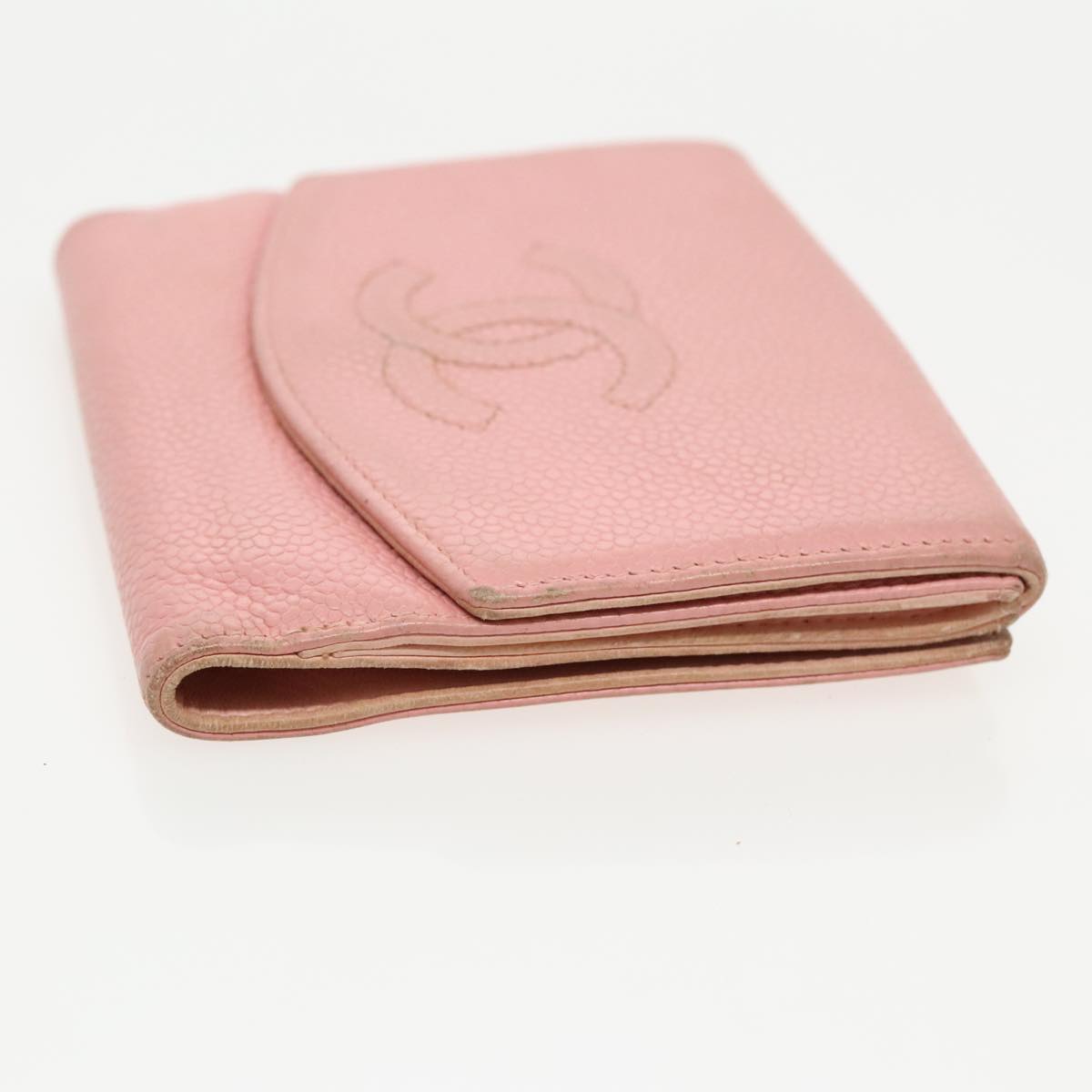 CHANEL COCO Mark Wallet Caviar Skin Pink Gold CC fm3962
