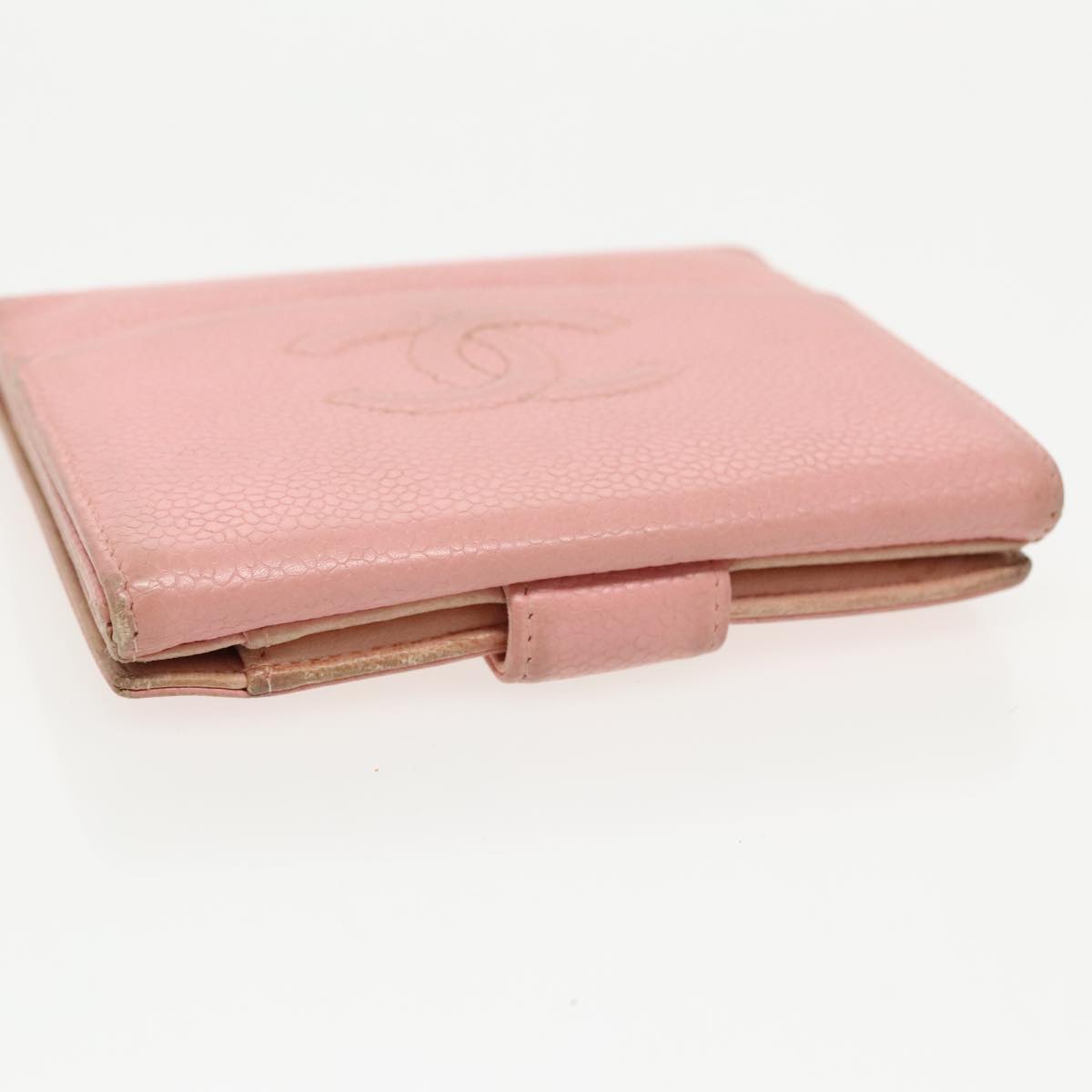CHANEL COCO Mark Wallet Caviar Skin Pink Gold CC fm3962