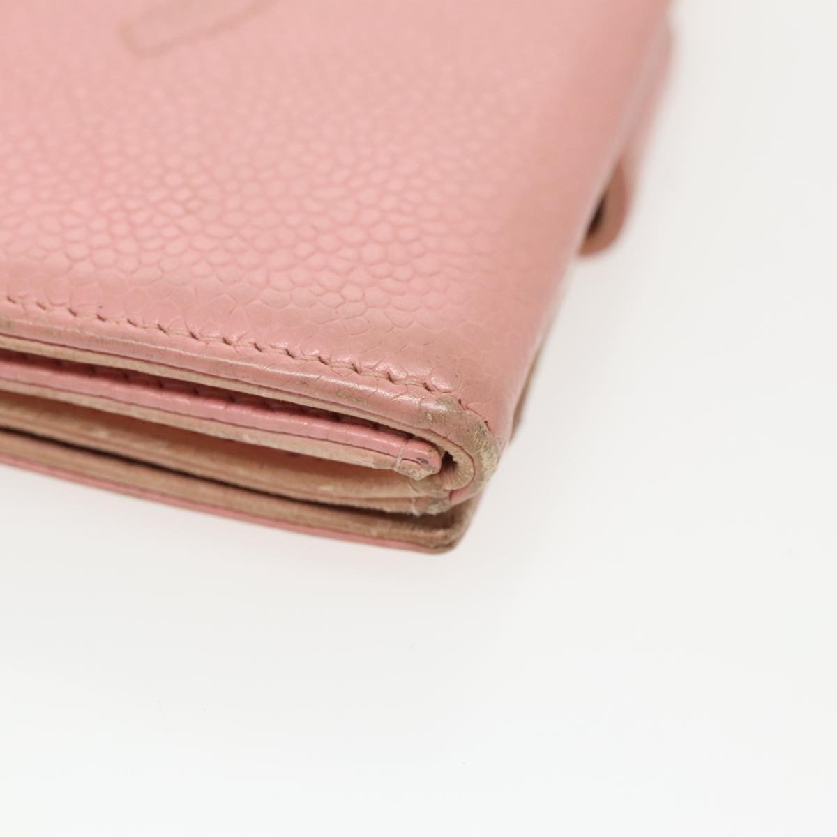 CHANEL COCO Mark Wallet Caviar Skin Pink Gold CC fm3962