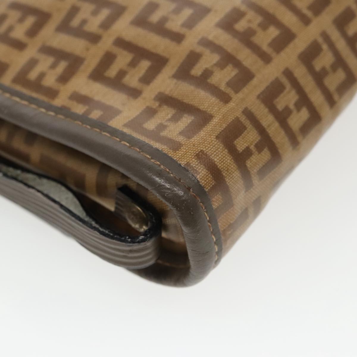 FENDI Zucchino Canvas Shoulder Bag Coated Canvas Old model Beige fm4001