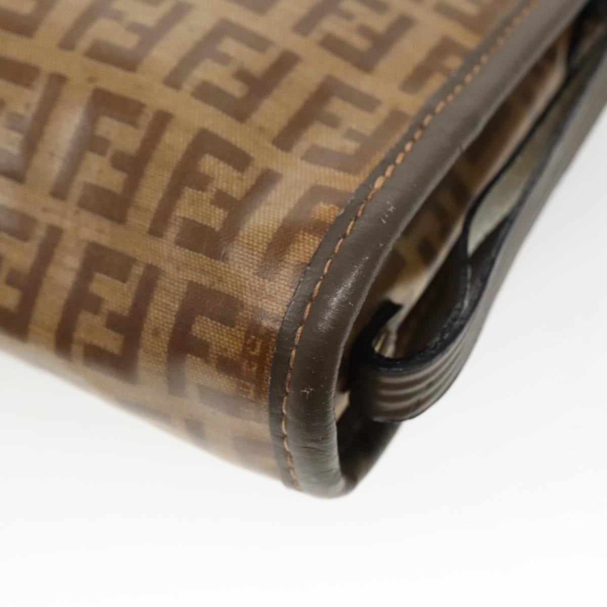 FENDI Zucchino Canvas Shoulder Bag Coated Canvas Old model Beige fm4001