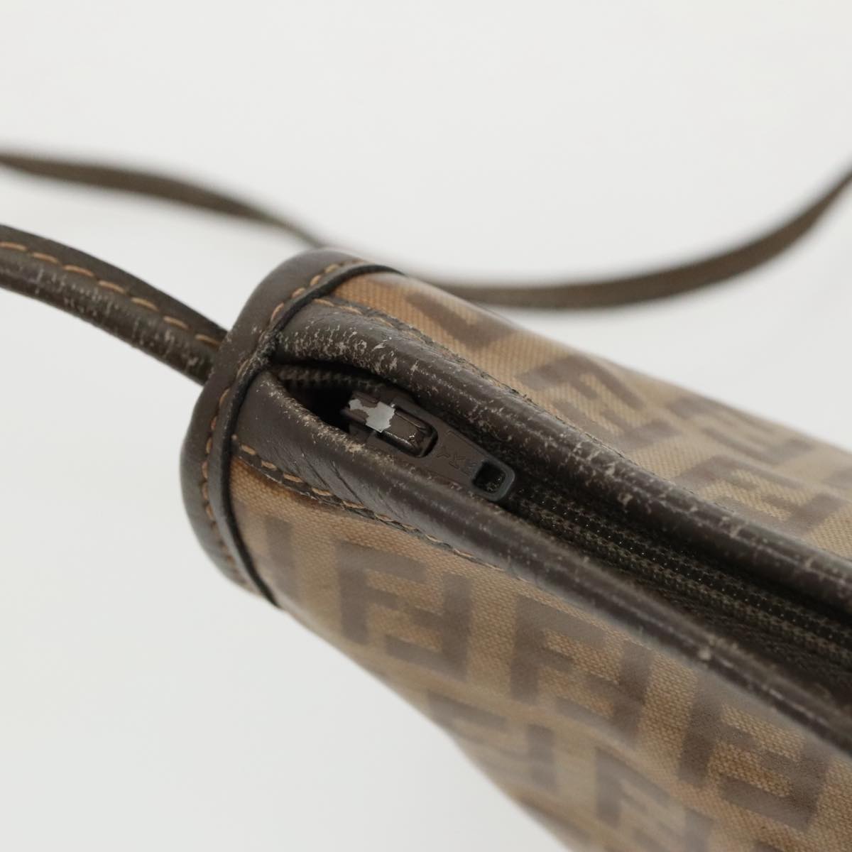 FENDI Zucchino Canvas Shoulder Bag Coated Canvas Old model Beige fm4001