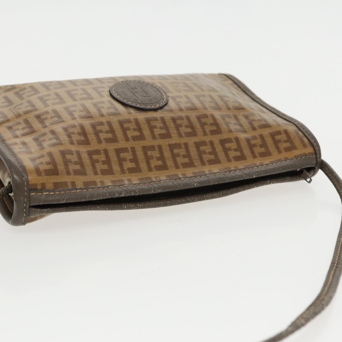 FENDI Zucchino Canvas Shoulder Bag Coated Canvas Old model Beige fm4001