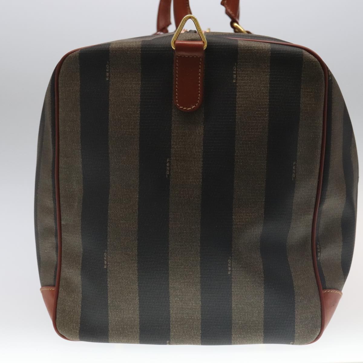 FENDI Pecan Canvas Boston Bag Brown Black Gold fm4002