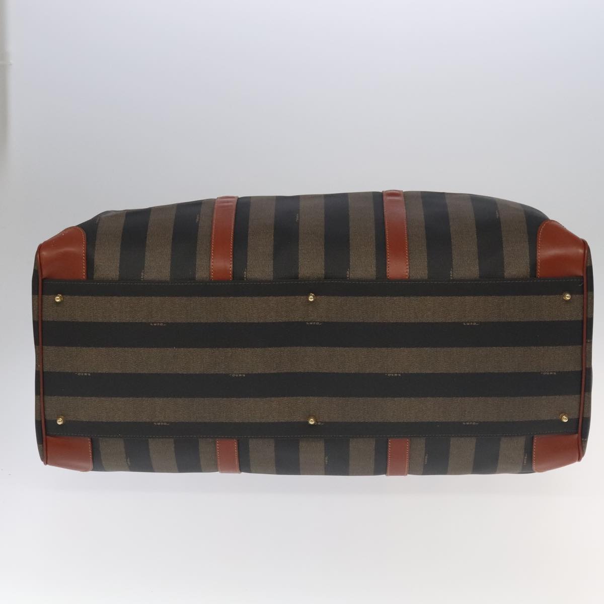 FENDI Pecan Canvas Boston Bag Brown Black Gold fm4002