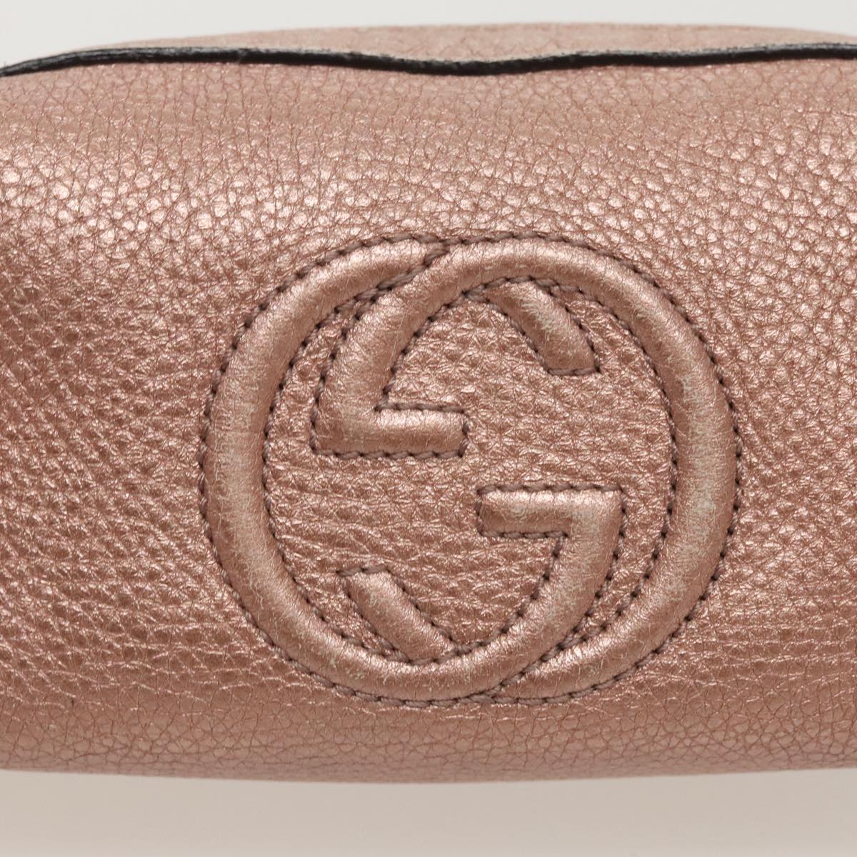 GUCCI Pouch Leather Pink Gold 308634 fm4022