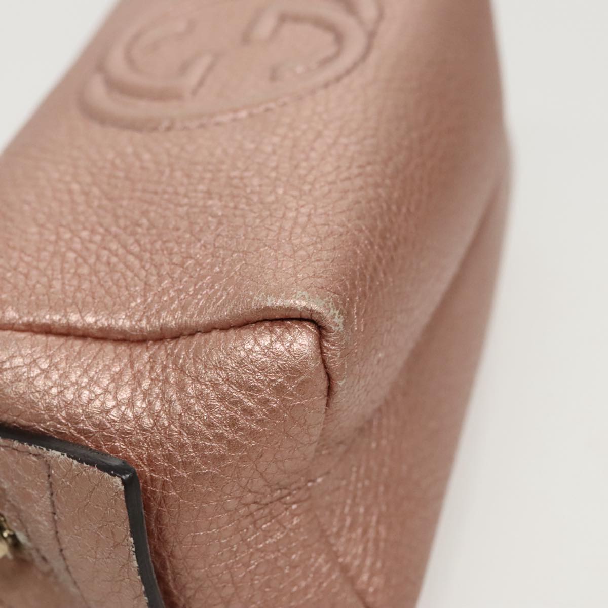 GUCCI Pouch Leather Pink Gold 308634 fm4022
