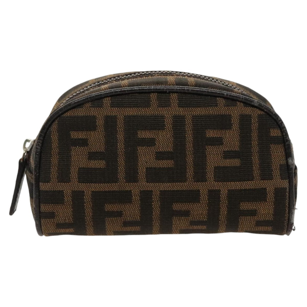 FENDI Zucca Canvas Pouch Brown Black Silver fm4030