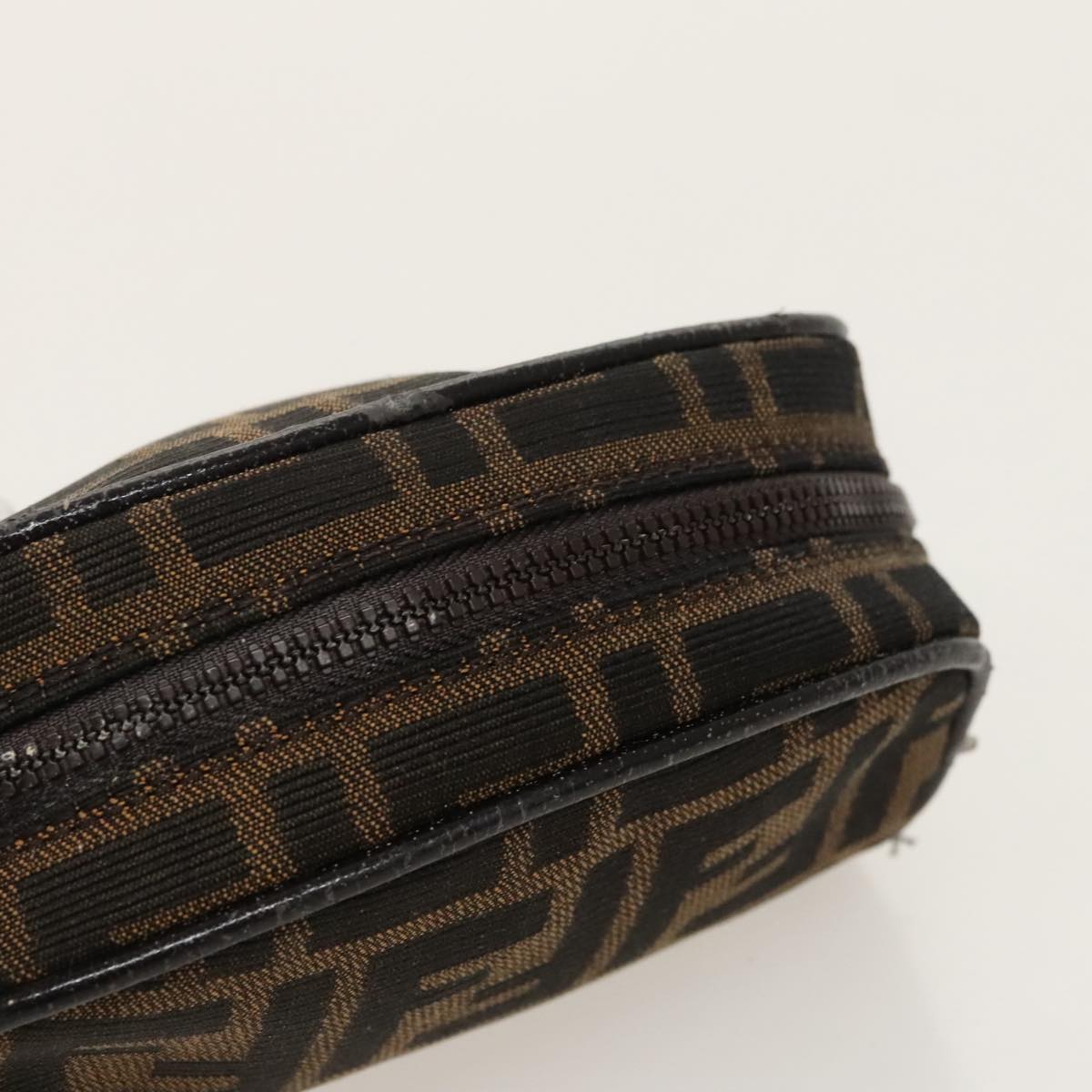 FENDI Zucca Canvas Pouch Brown Black Silver fm4030