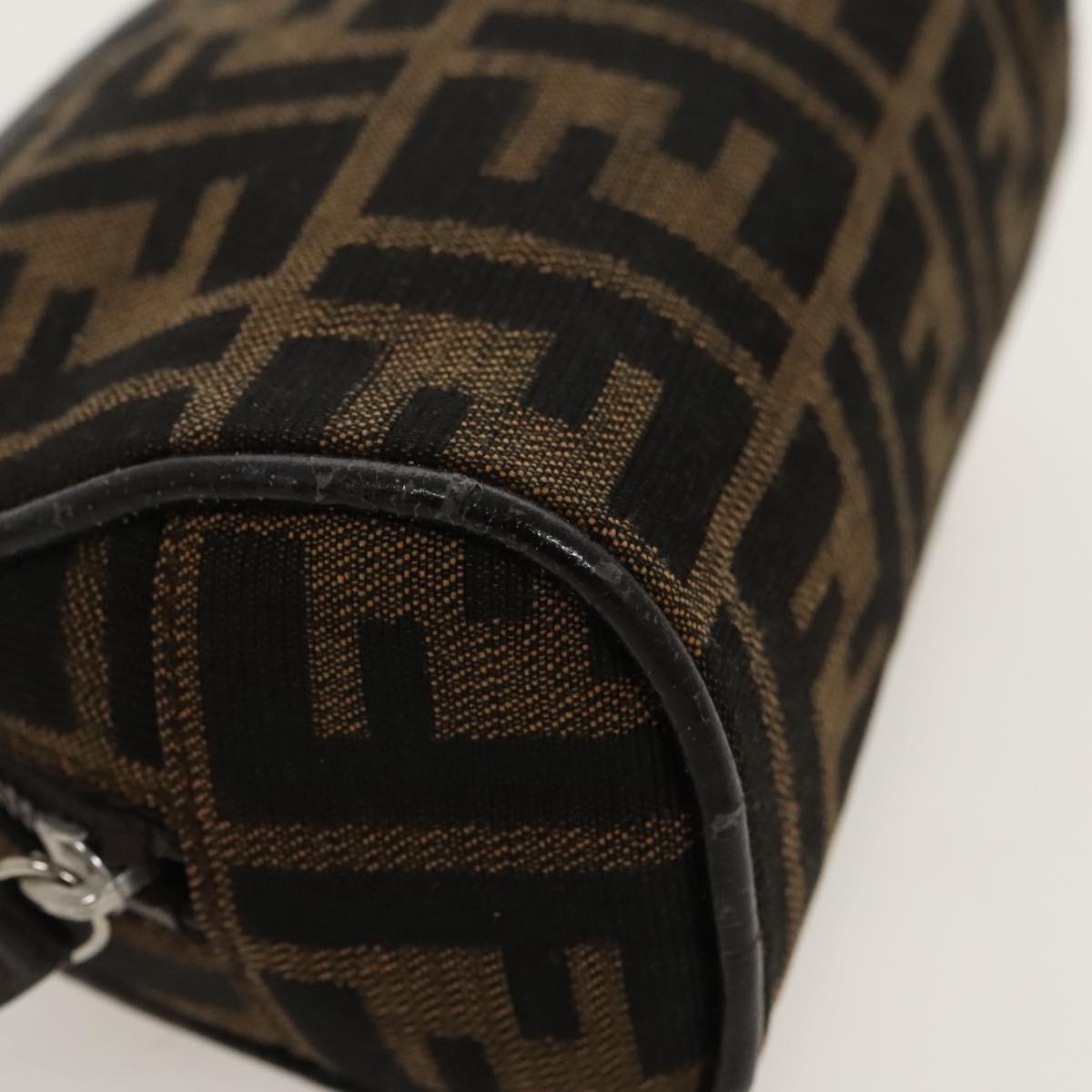FENDI Zucca Canvas Pouch Brown Black Silver fm4030