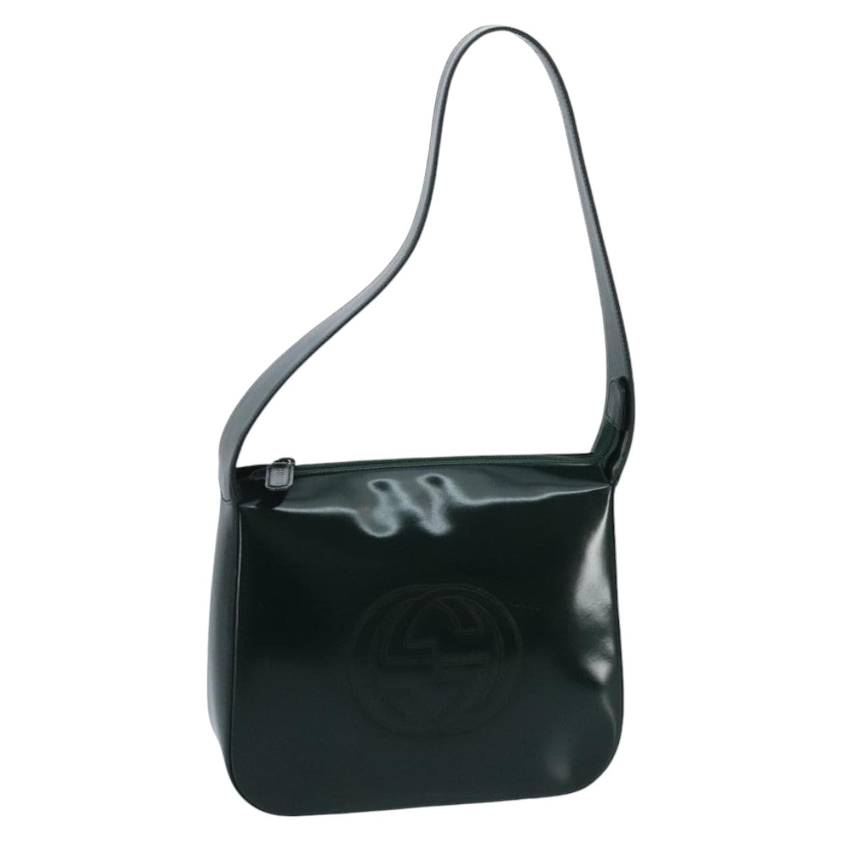 GUCCI Shoulder Bag Patent Leather Green Silver 001 2214 1703 fm4053