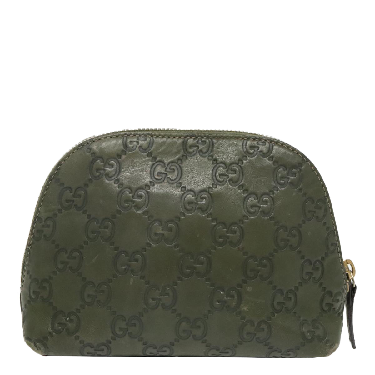 GUCCI Guccissima GG Canvas Pouch Leather Khaki Gold 141810 fm4061