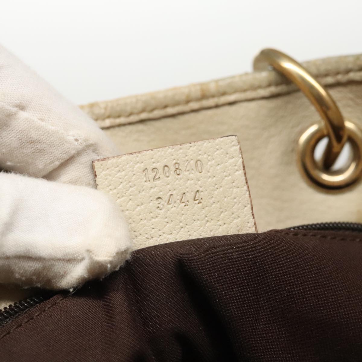 GUCCI GG Canvas Tote Bag Beige Gold 120840 fm4073
