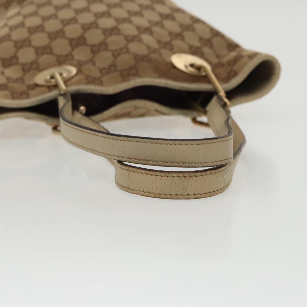 GUCCI GG Canvas Tote Bag Beige Gold 120840 fm4073