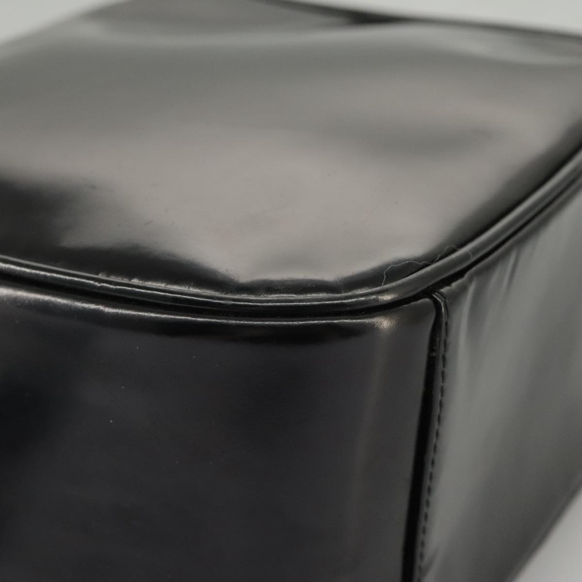 GUCCI Bamboo Hand Bag Patent leather 2way Black Gold 000 270 0323 fm4078