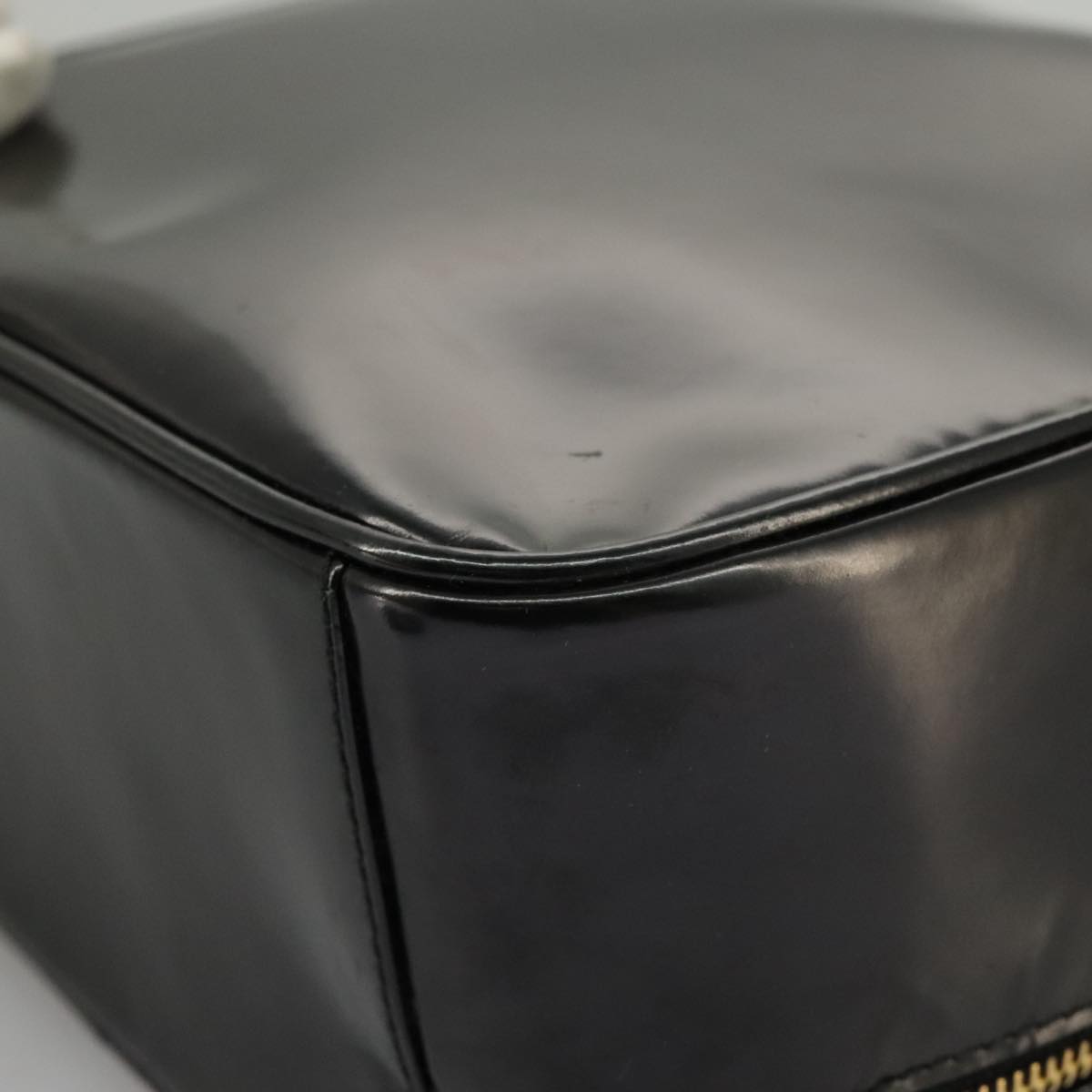 GUCCI Bamboo Hand Bag Patent leather 2way Black Gold 000 270 0323 fm4078