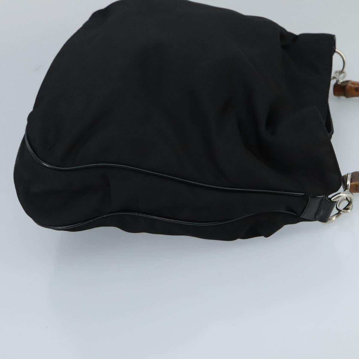 GUCCI Bamboo Hand Bag Nylon 2way Black Silver 001 2404 1577 fm4088