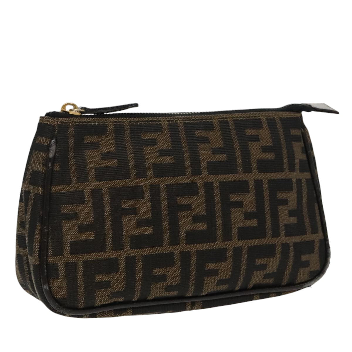 FENDI Zucca Canvas Pouch Brown Black fm4107