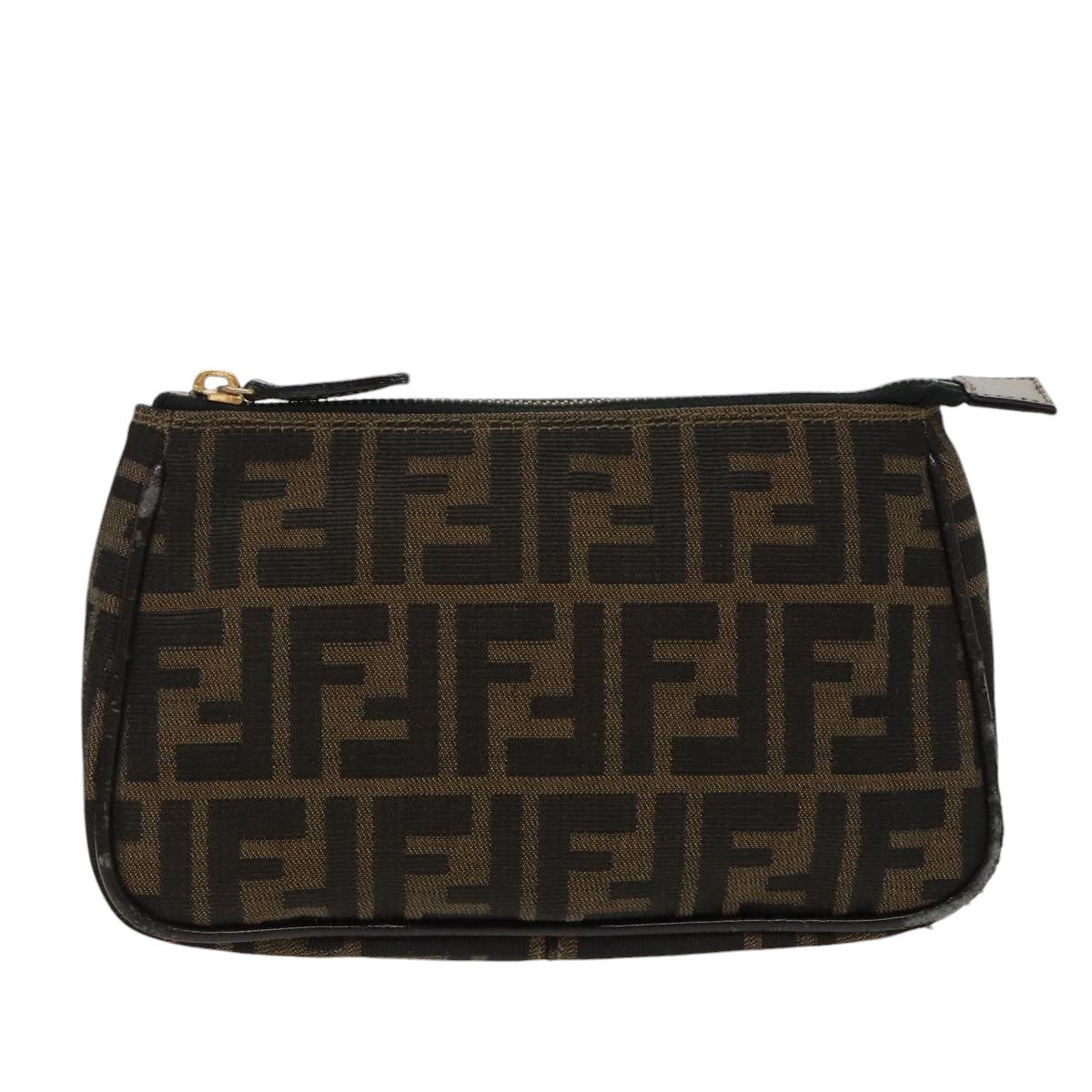 FENDI Zucca Canvas Pouch Brown Black fm4107