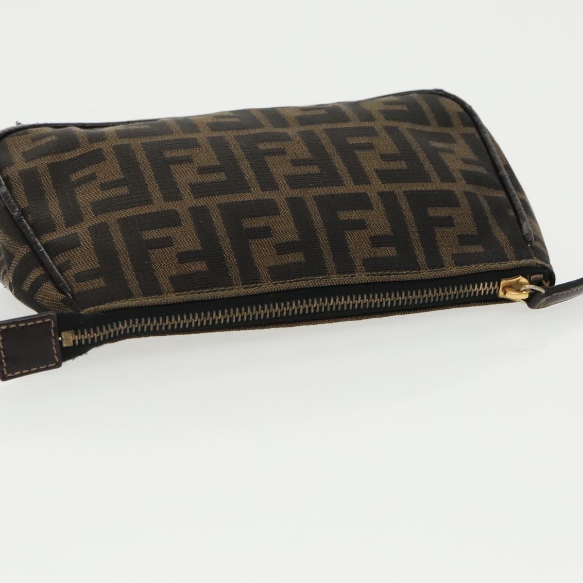FENDI Zucca Canvas Pouch Brown Black fm4107
