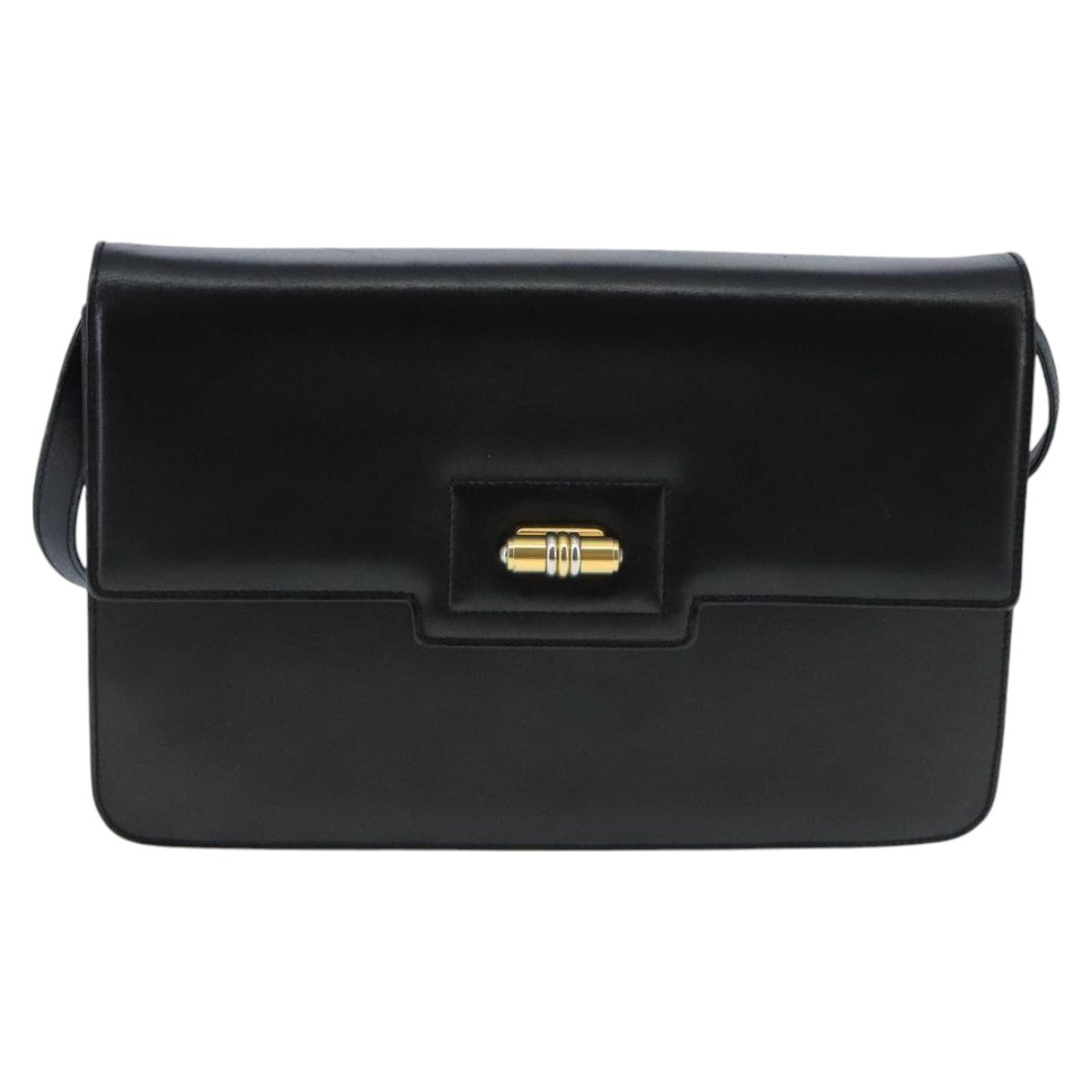 GUCCI Shoulder Bag Leather Black Gold 004 33 0241 fm4114