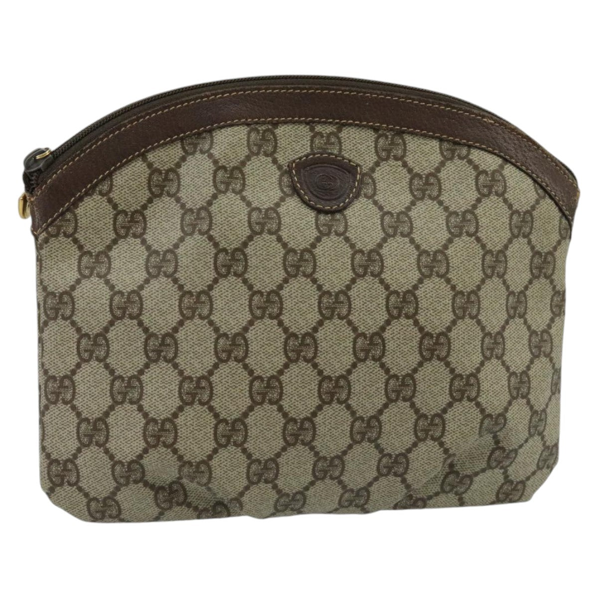 GUCCI GG Supreme Clutch Bag PVC Beige fm4139
