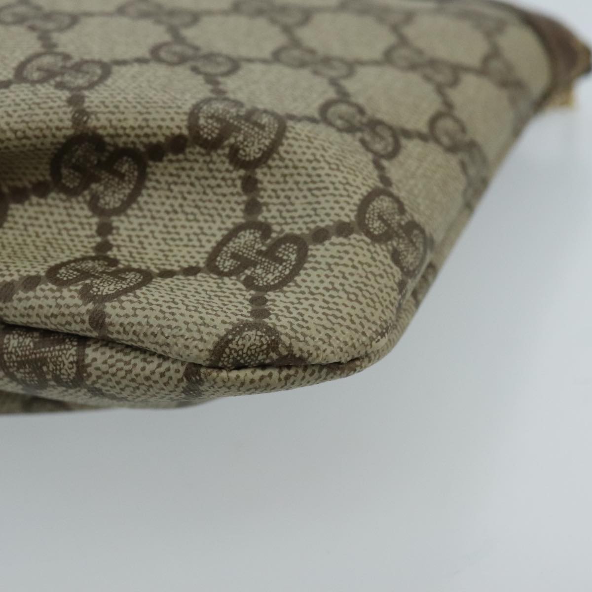 GUCCI GG Supreme Clutch Bag PVC Beige fm4139