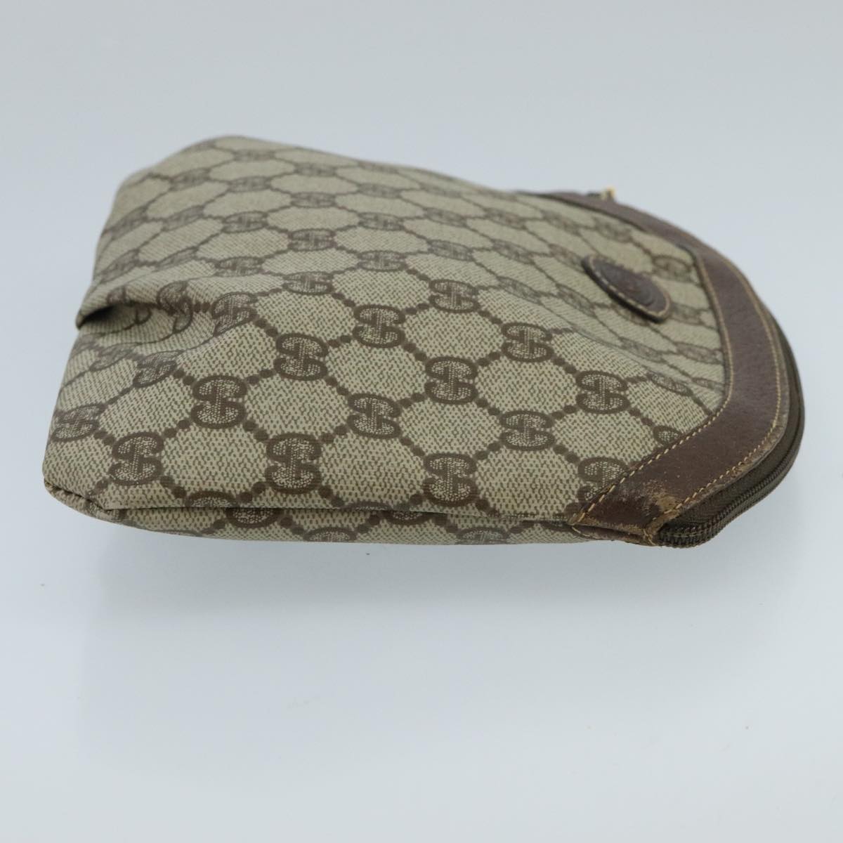 GUCCI GG Supreme Clutch Bag PVC Beige fm4139