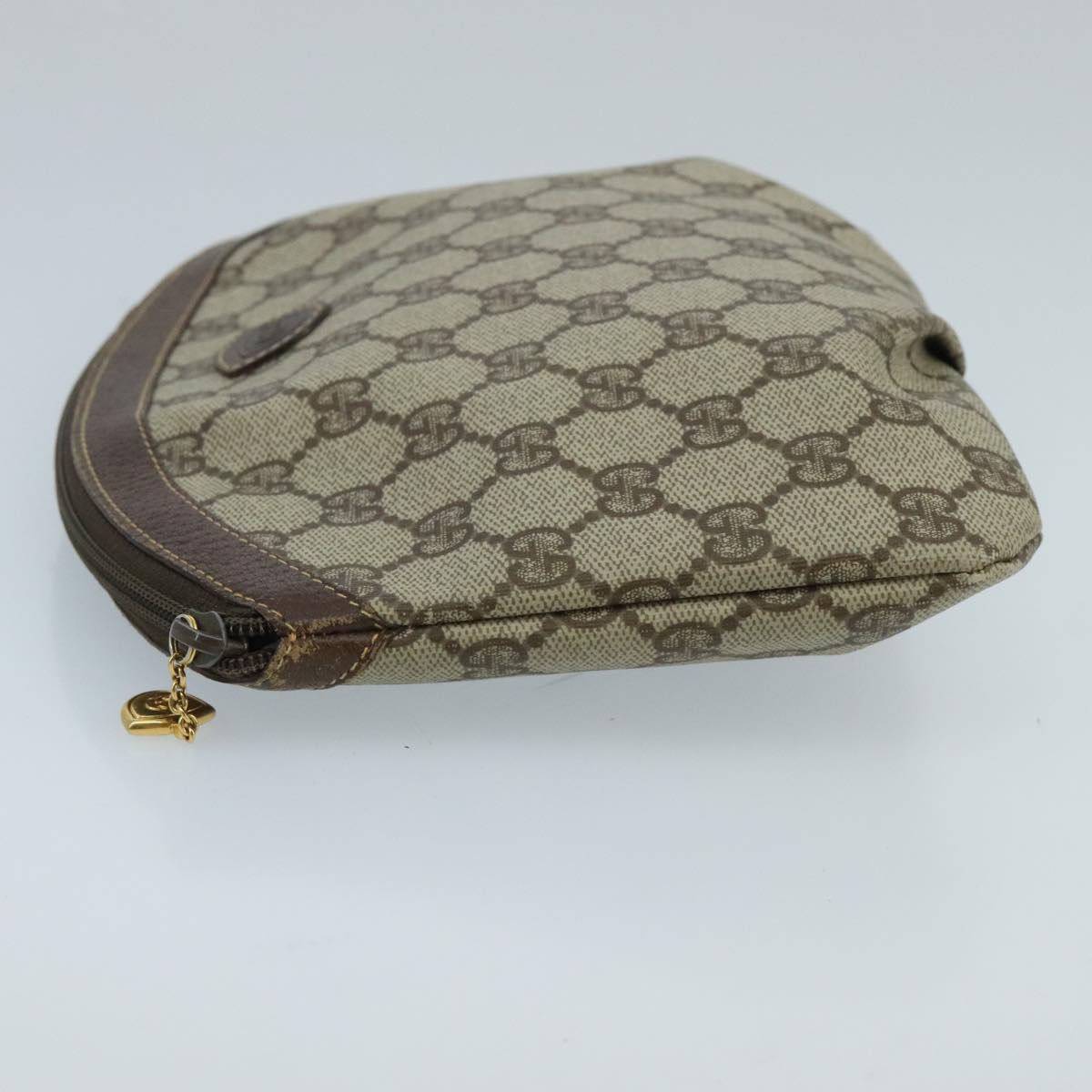 GUCCI GG Supreme Clutch Bag PVC Beige fm4139