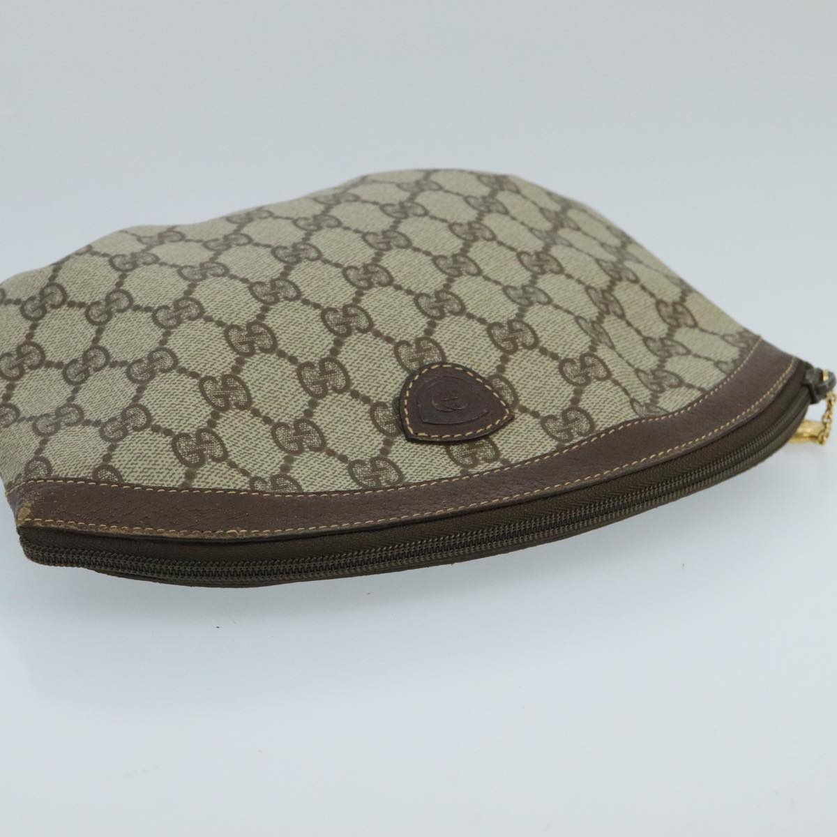 GUCCI GG Supreme Clutch Bag PVC Beige fm4139
