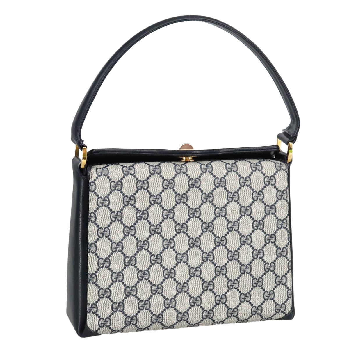 GUCCI GG Supreme Sherry Line Hand Bag PVC Navy fm4161
