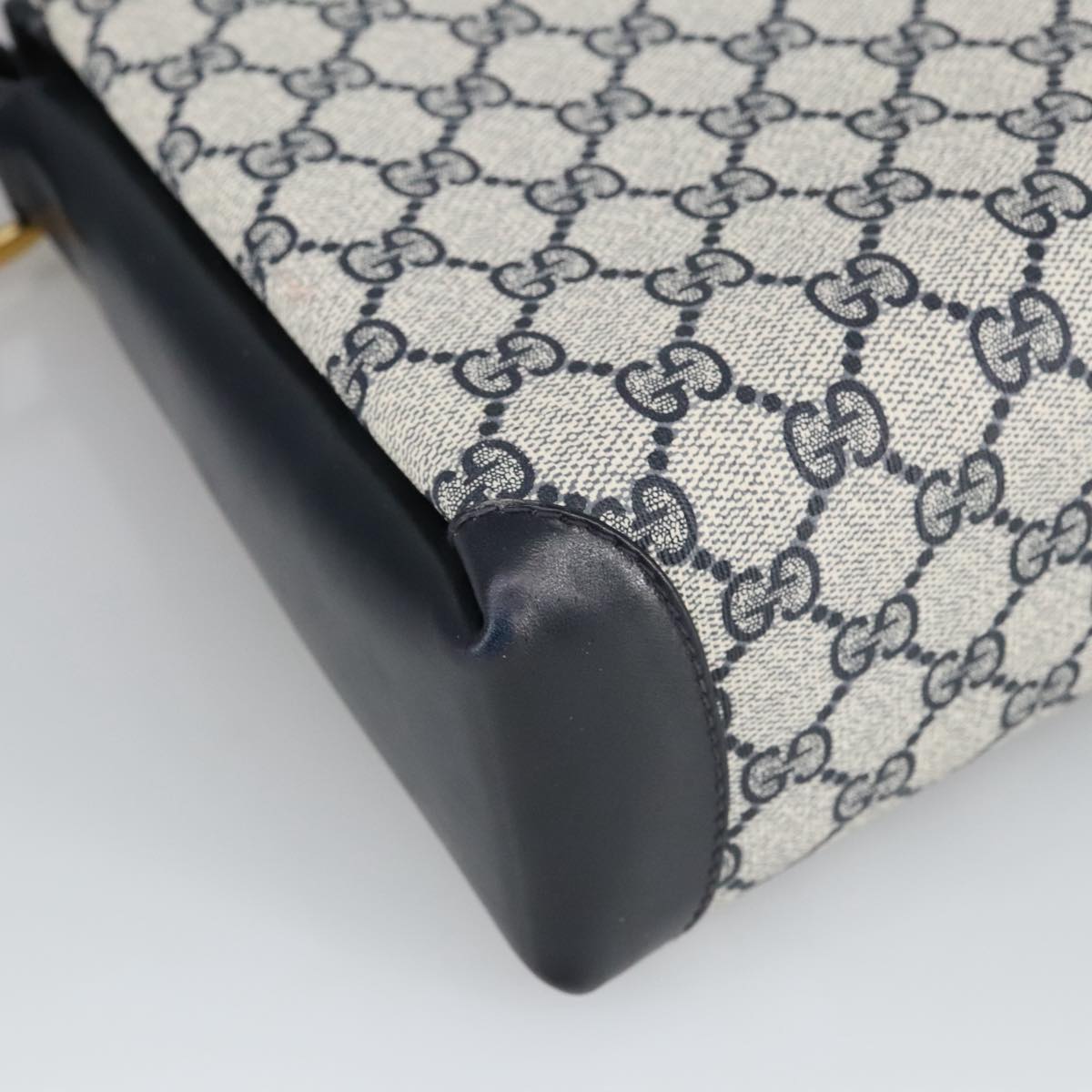 GUCCI GG Supreme Sherry Line Hand Bag PVC Navy fm4161