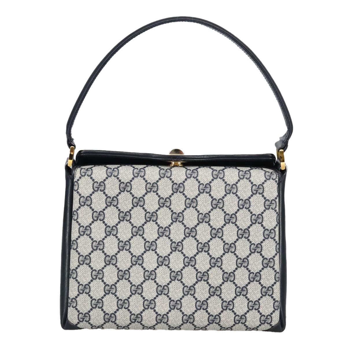 GUCCI GG Supreme Sherry Line Hand Bag PVC Navy fm4161