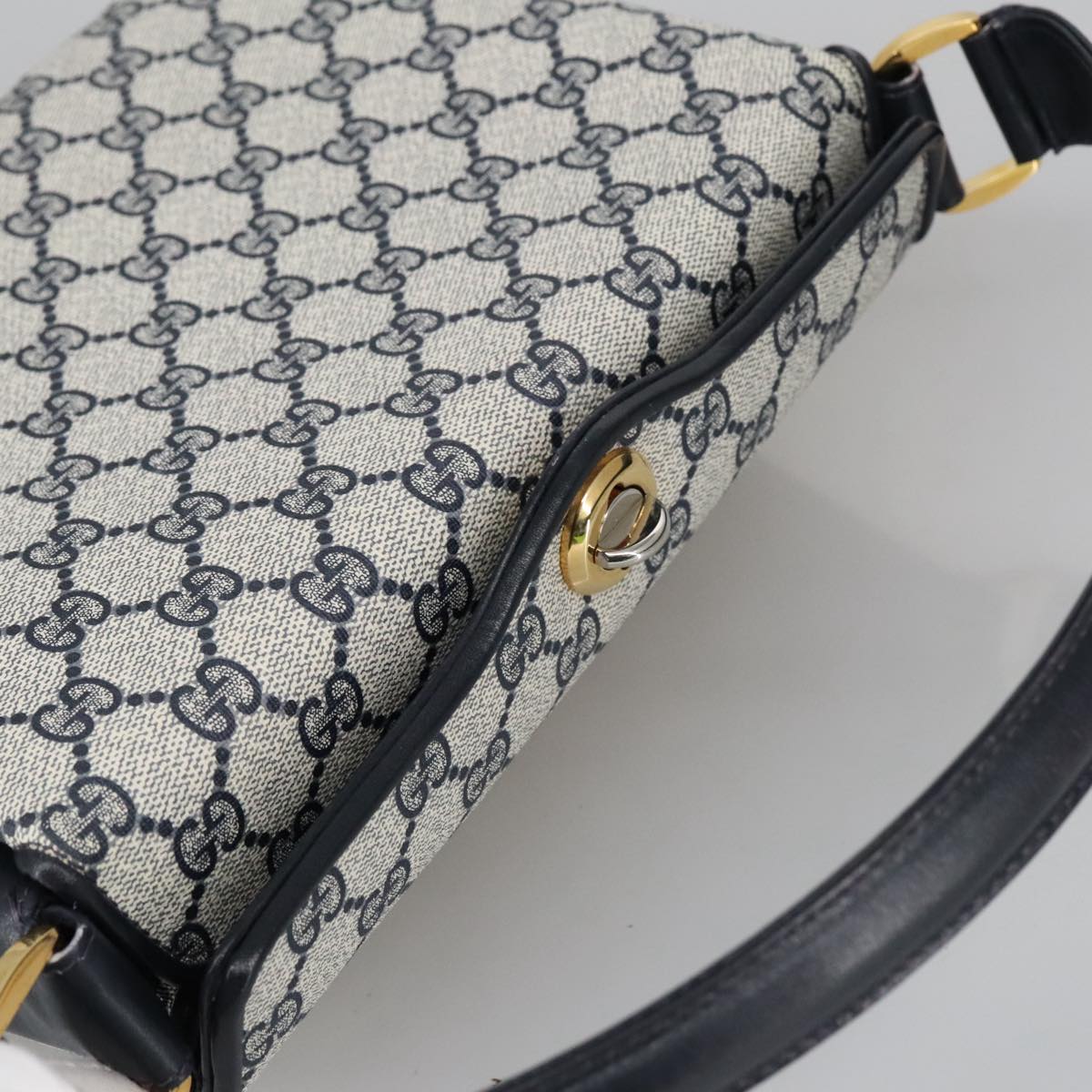 GUCCI GG Supreme Sherry Line Hand Bag PVC Navy fm4161