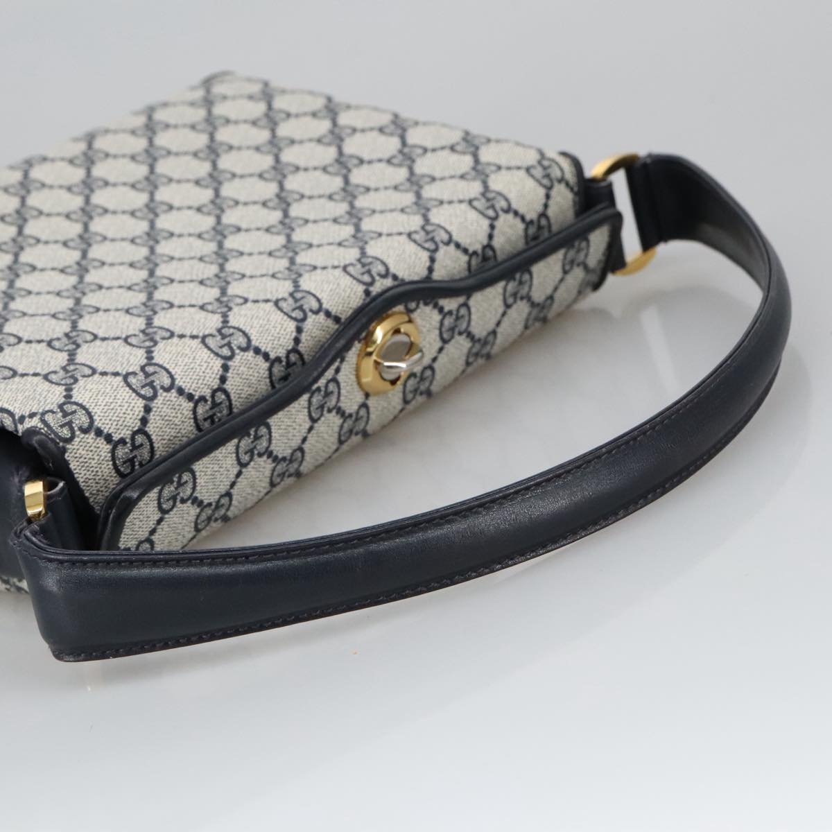 GUCCI GG Supreme Sherry Line Hand Bag PVC Navy fm4161