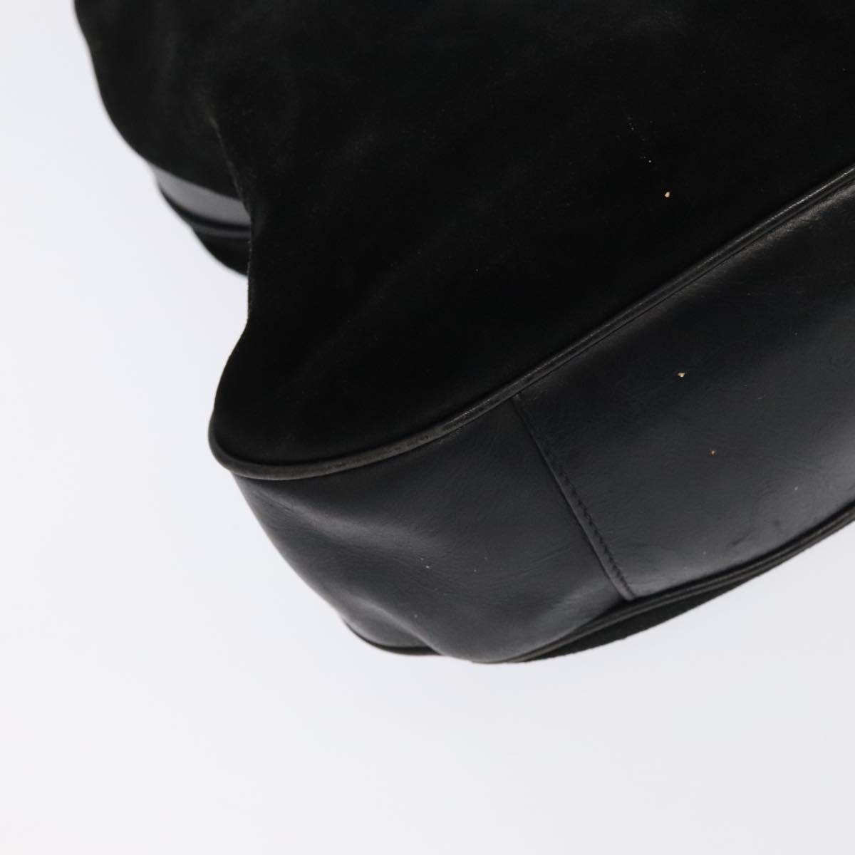 GUCCI Bamboo Hand Bag Suede Leather 2way Black Gold 001 3444 1638 ep6584