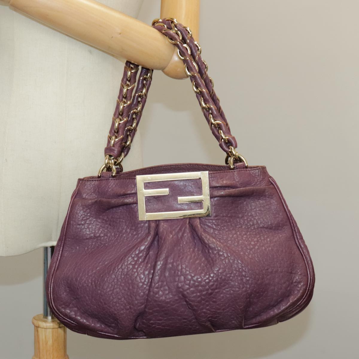 FENDI Hand Bag Leather Purple 8BR615 fm4167