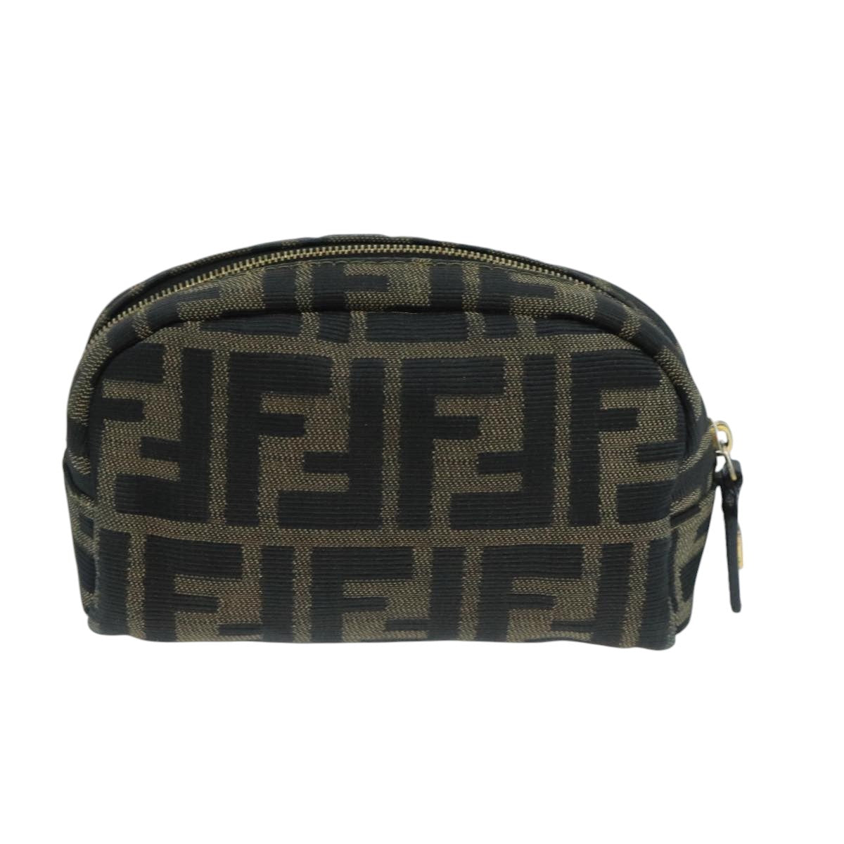 FENDI Zucca Canvas Pouch Brown Black fm4180