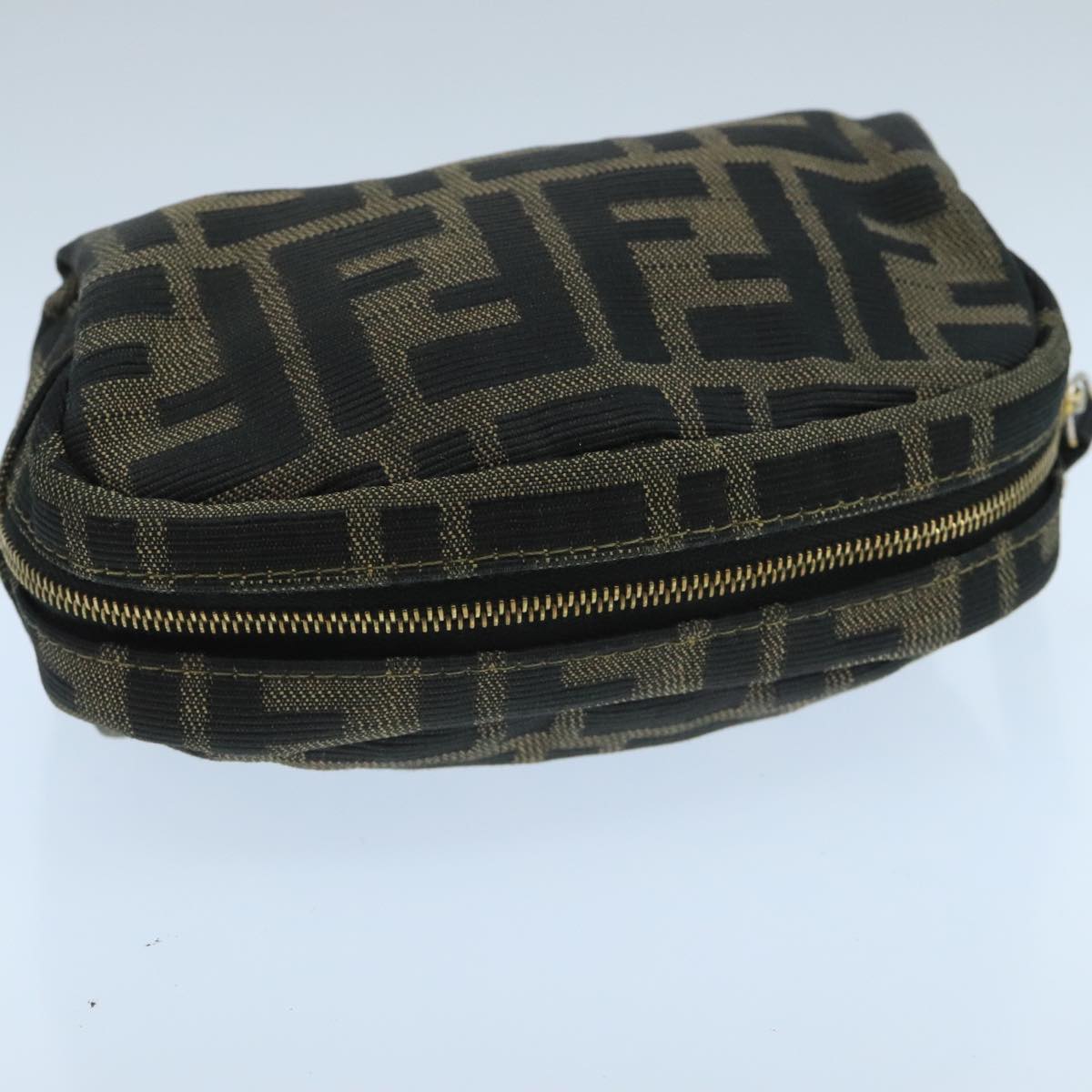 FENDI Zucca Canvas Pouch Brown Black fm4180