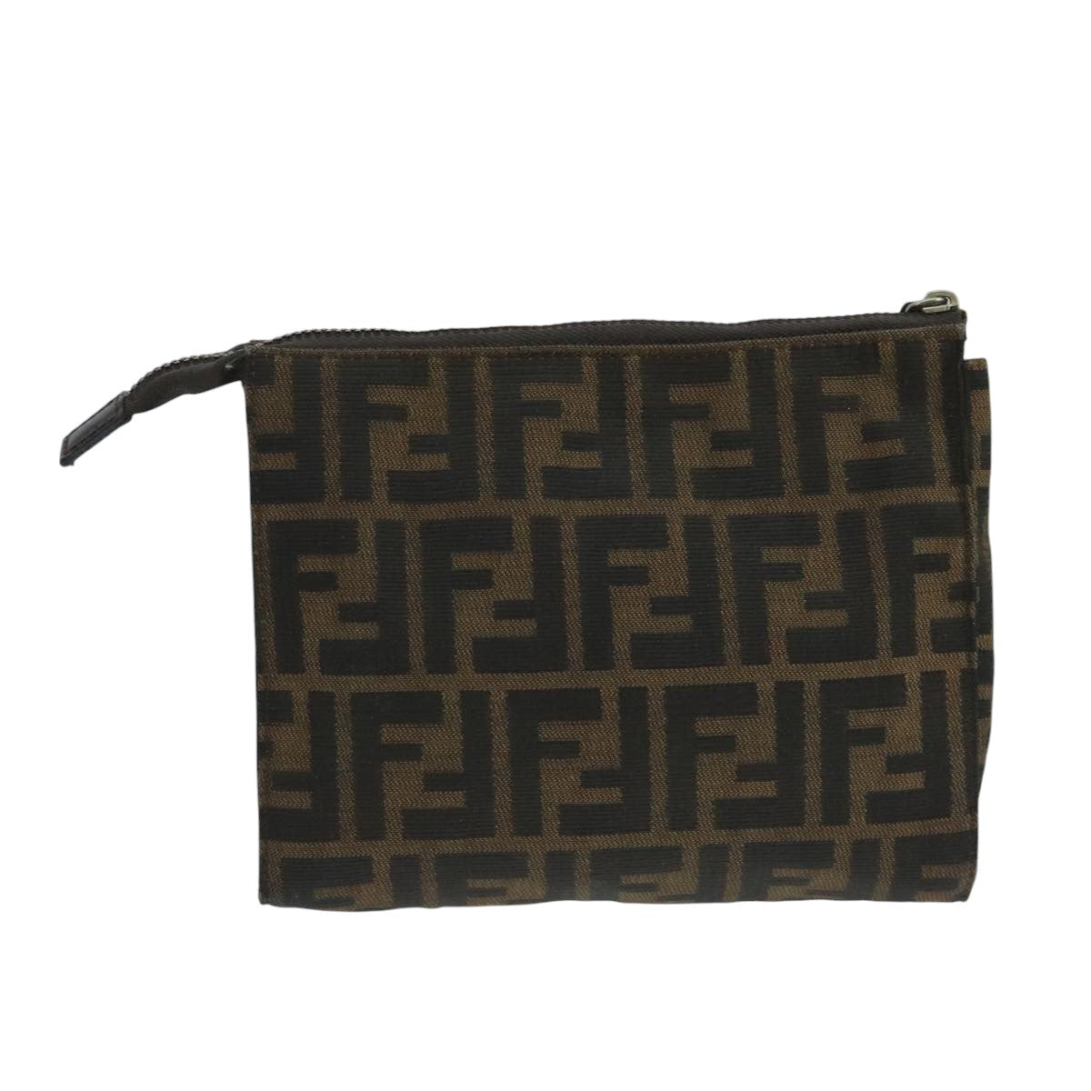 FENDI Zucca Canvas Pouch Brown Black fm4181