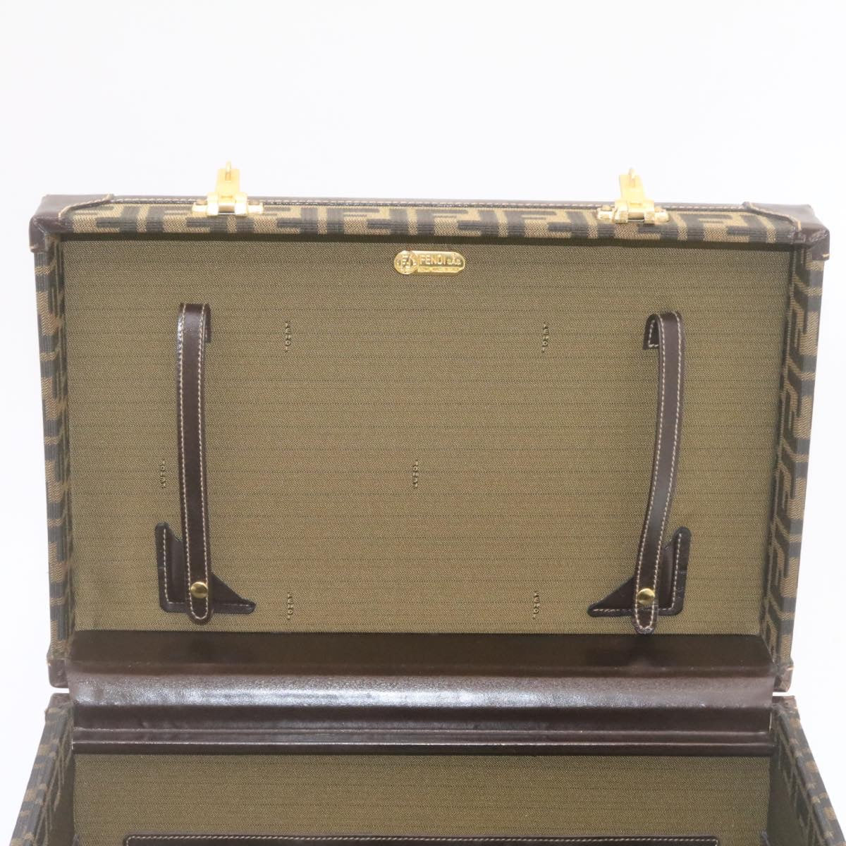 FENDI Zucca Canvas Vanity box Hand Bag Brown fm664A